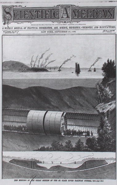 Tunnel souterrain sous la rivière St. Claire, du Scientific American, 13 septembre 1890 - American School